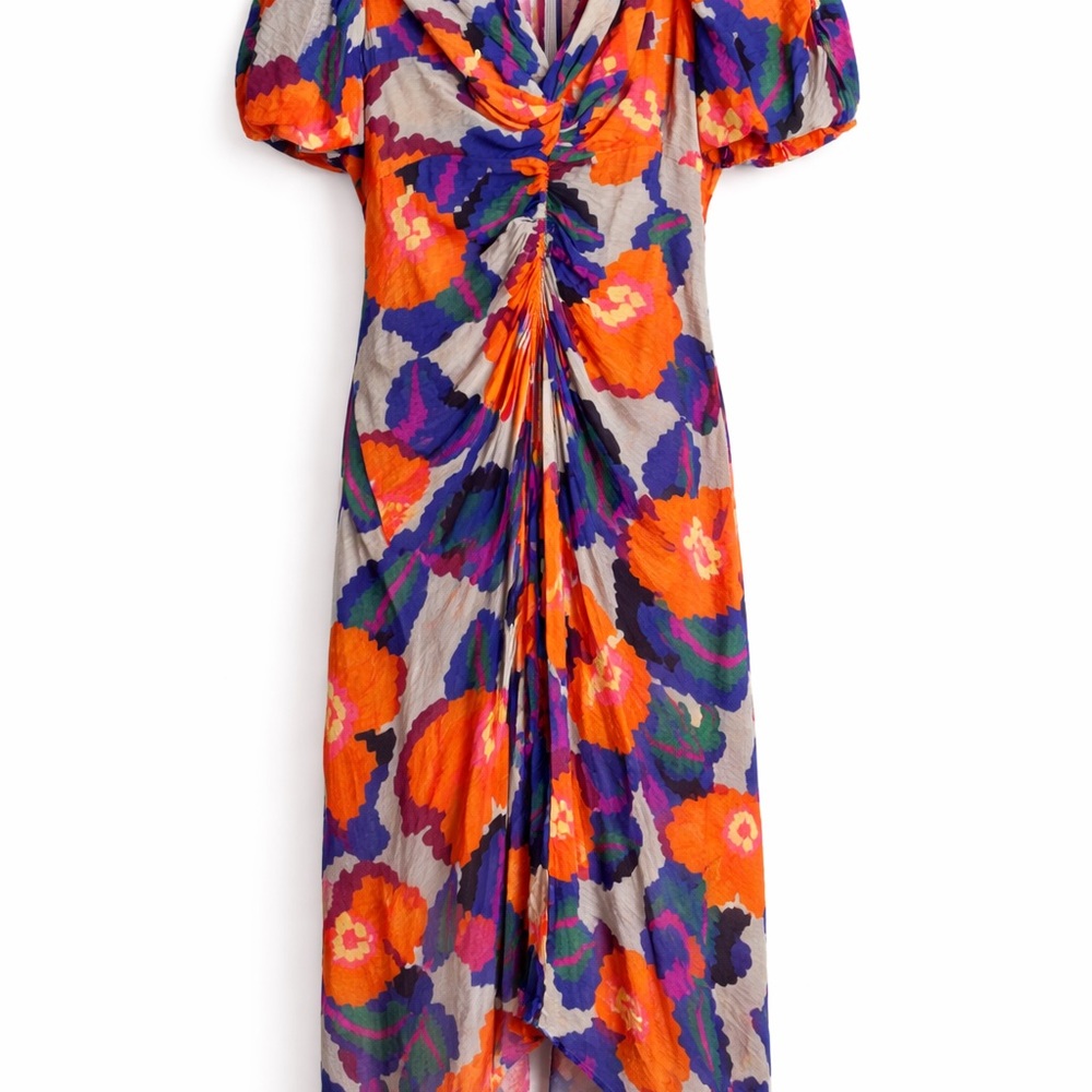 Munthe Dress with Orange and Purple Floral Pattern